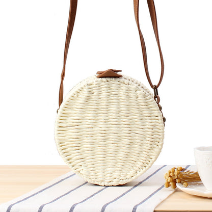 Women's Round One Woven Beach Mori Style Crossbody Bags