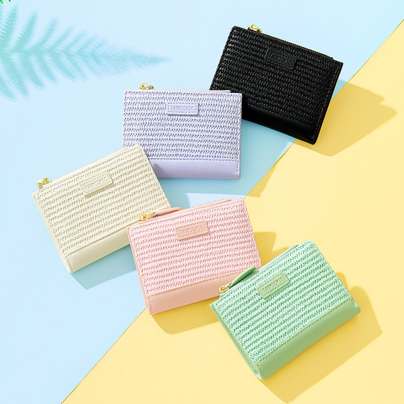 Women's Simple Short Two Fold Multifunctional Zipper Mini Ladies Wallets