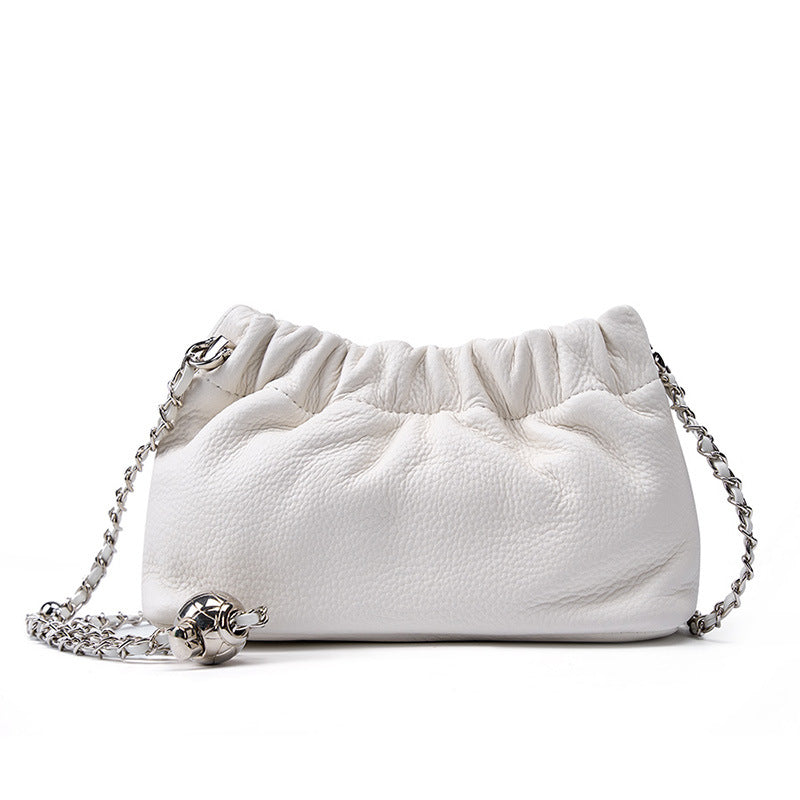 Women's Popular Underarm High-grade Cloud First Layer Leather Handbags