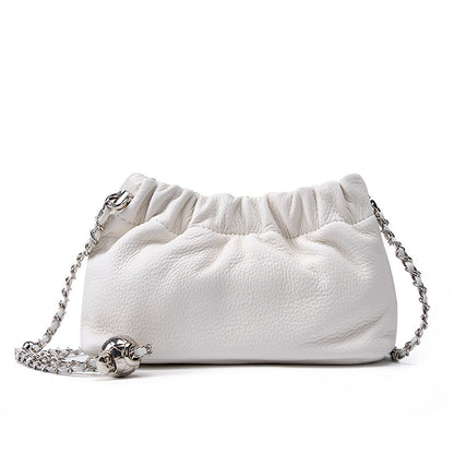 Women's Popular Underarm High-grade Cloud First Layer Leather Handbags