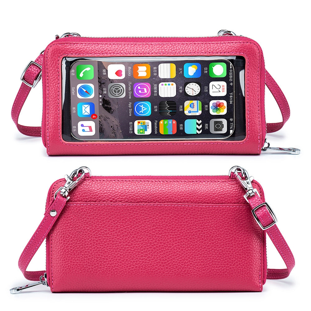 Women's Leather Mini Simple Touch Screen Stylish Phone Bags