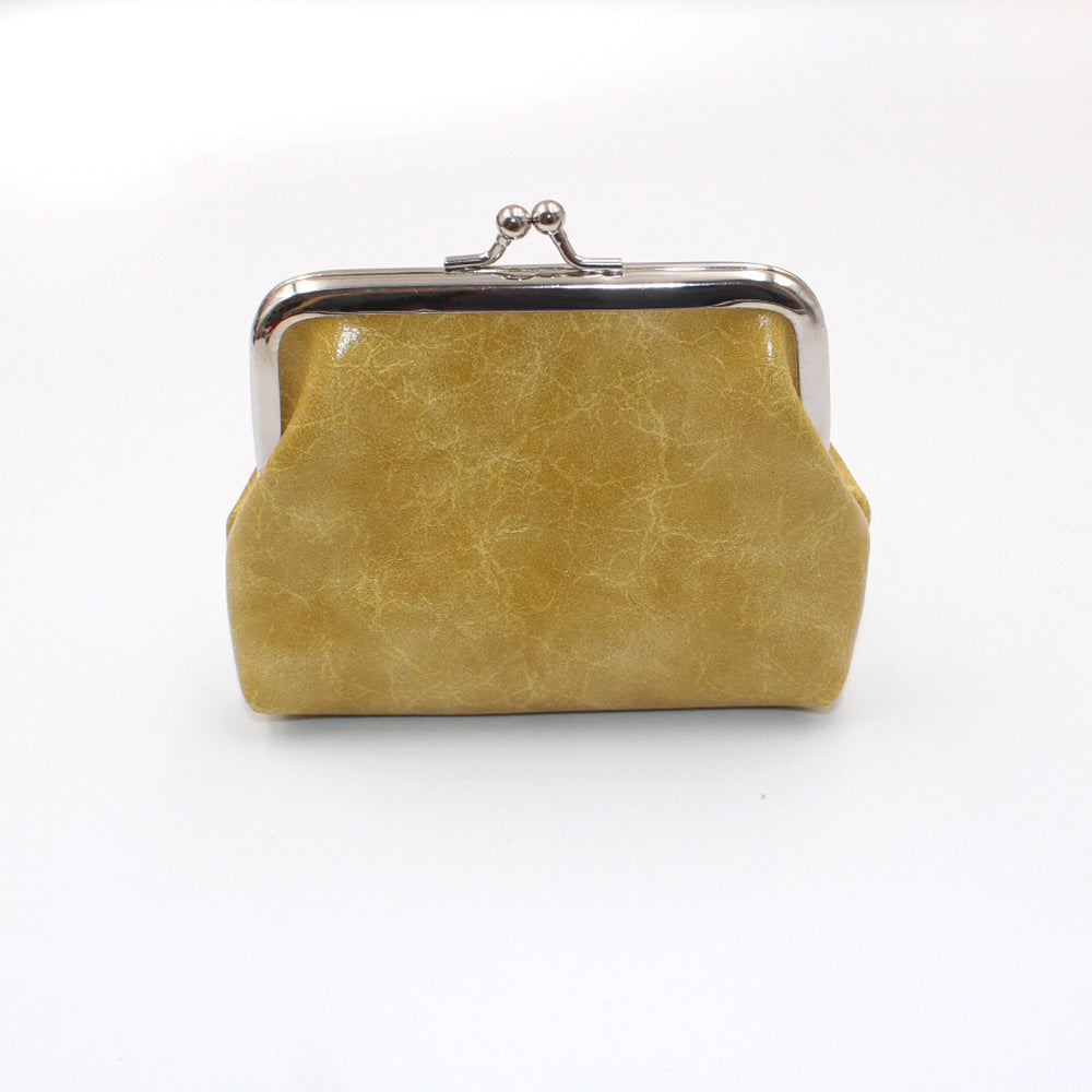 Women's Wax Leather Inch Short Small Clutch Coin Purses