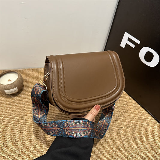 Personality Fashion Korean Style Solid Color Wide Shoulder Bags