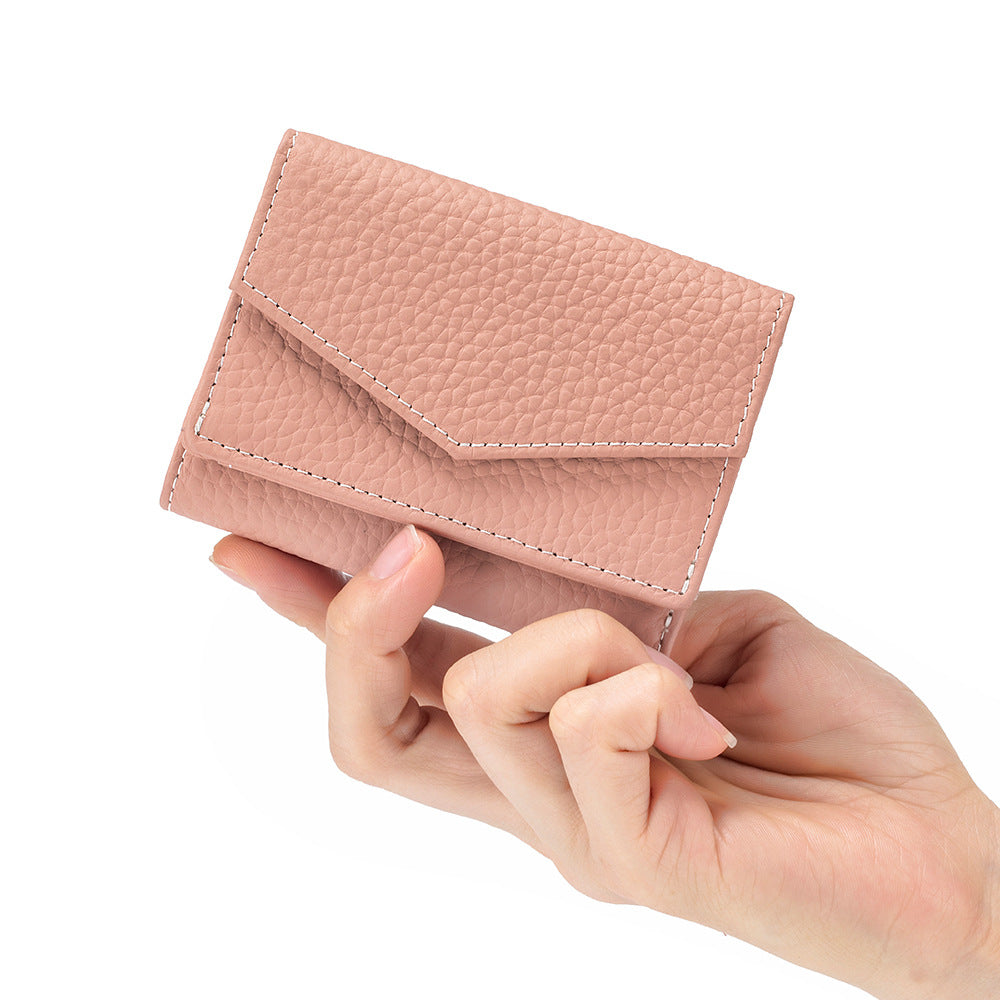 Women's High-grade Leather Short Trifold Mini Slot Ladies Wallets