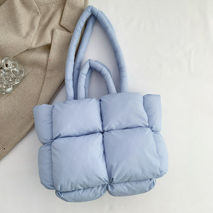 Sac fourre-tout simple en duvet pour femme, sac à bandoulière à carreaux doux pour astronaute