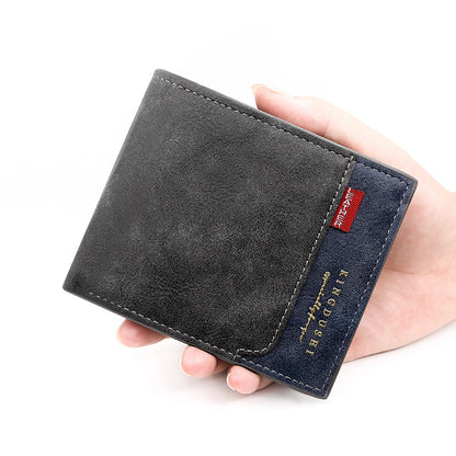 Men's Short Sier Pocket Stitching Matte Leather Men's Wallets