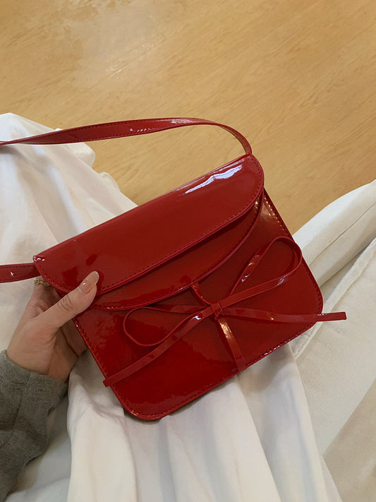 Design Korean Style Bow Patent Leather Crossbody Bags