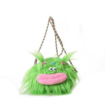 Cute Long Hair Monster Creative Braid Crossbody Bags