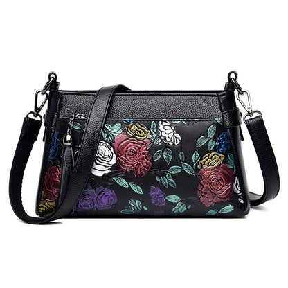 Women's Soft Leather Pouch Printed Mother-in-law Portable Crossbody Bags