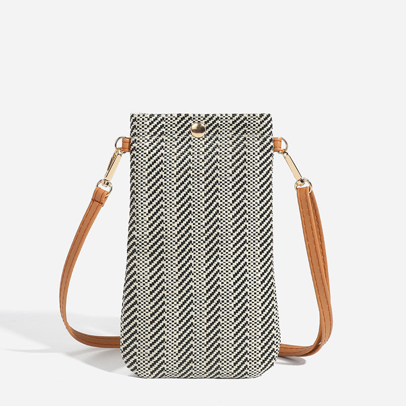 Women's Summer Beach Woven Vertical Mobile Straw Bags