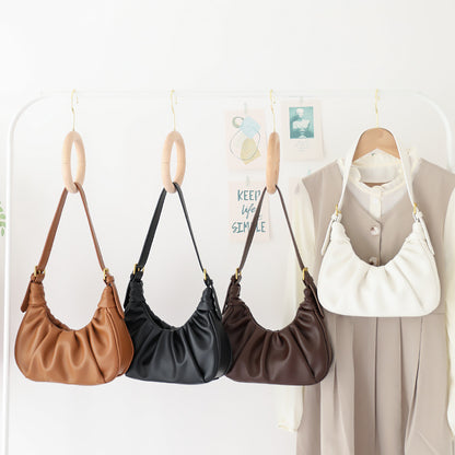 Women's Korean Style Simple Pleated Cloud Western Leisure Fashion Arm Bags