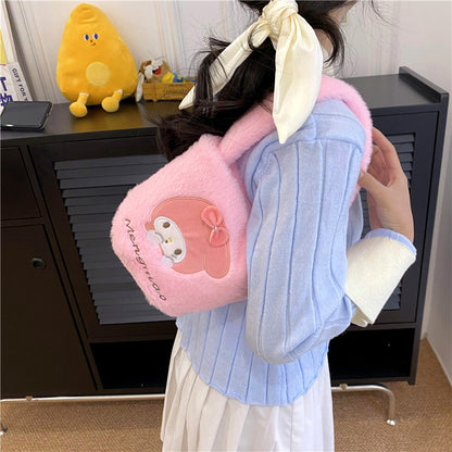 Trendy Furry Soft Storage Out Portable Handbags