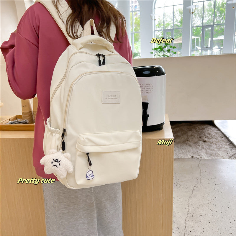 Women's Simple University Style Solid Color Large Capacity Backpacks