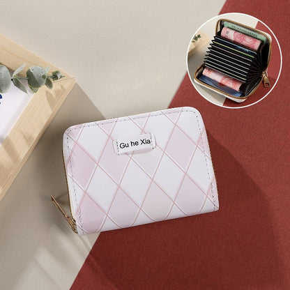 Blue Plaid Clear Simple Korean Style Card Holder