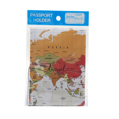 Couverture de passeport épaisse avec carte du monde à l'étranger