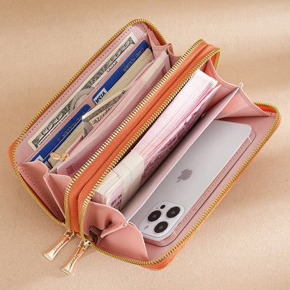 Women's Long Double Zipper Mobile Mini Ladies Wallets