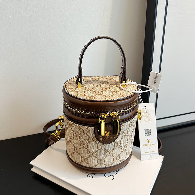 Women's Cylinder High-grade Portable Fashion Retro Good-looking Bags