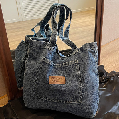 Women's Denim Tote Large Capacity Commuter Summer Bags