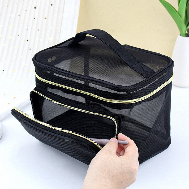 Capacity Mesh Transparent Good-looking Wash Portable Cosmetic Bags