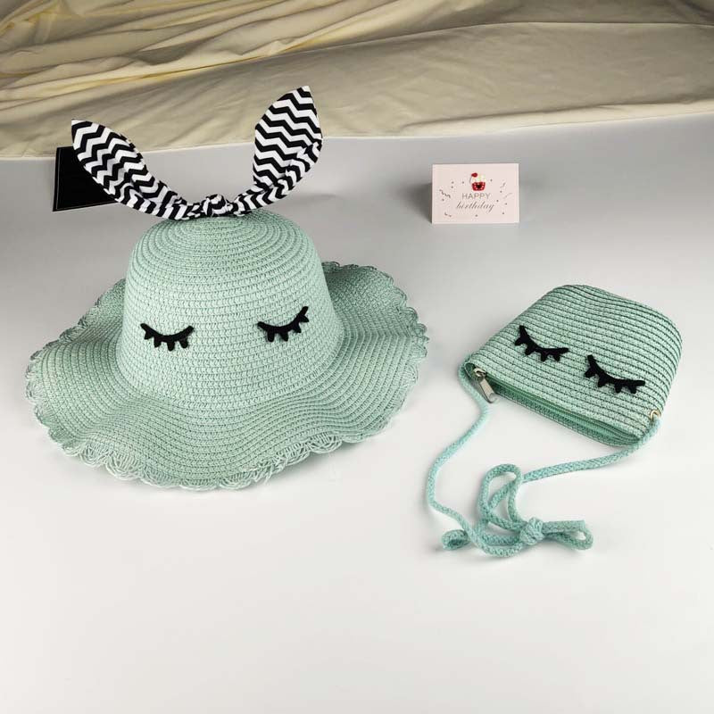 Ensemble de chapeaux tissés tendance pour enfants, mini sacs à bandoulière à fleurs pour enfants