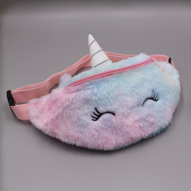 Children's Winter Plush Unicorn Cartoon Cute Waist Packs