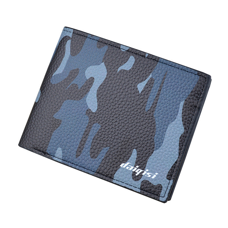 Men's Short Fashion Camouflage Thin Large Capacity Zipper Men's Wallets