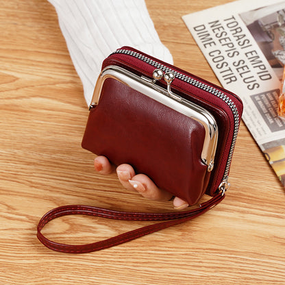 Women's Change Zipper Clip Clutch Vintage Ladies Wallets