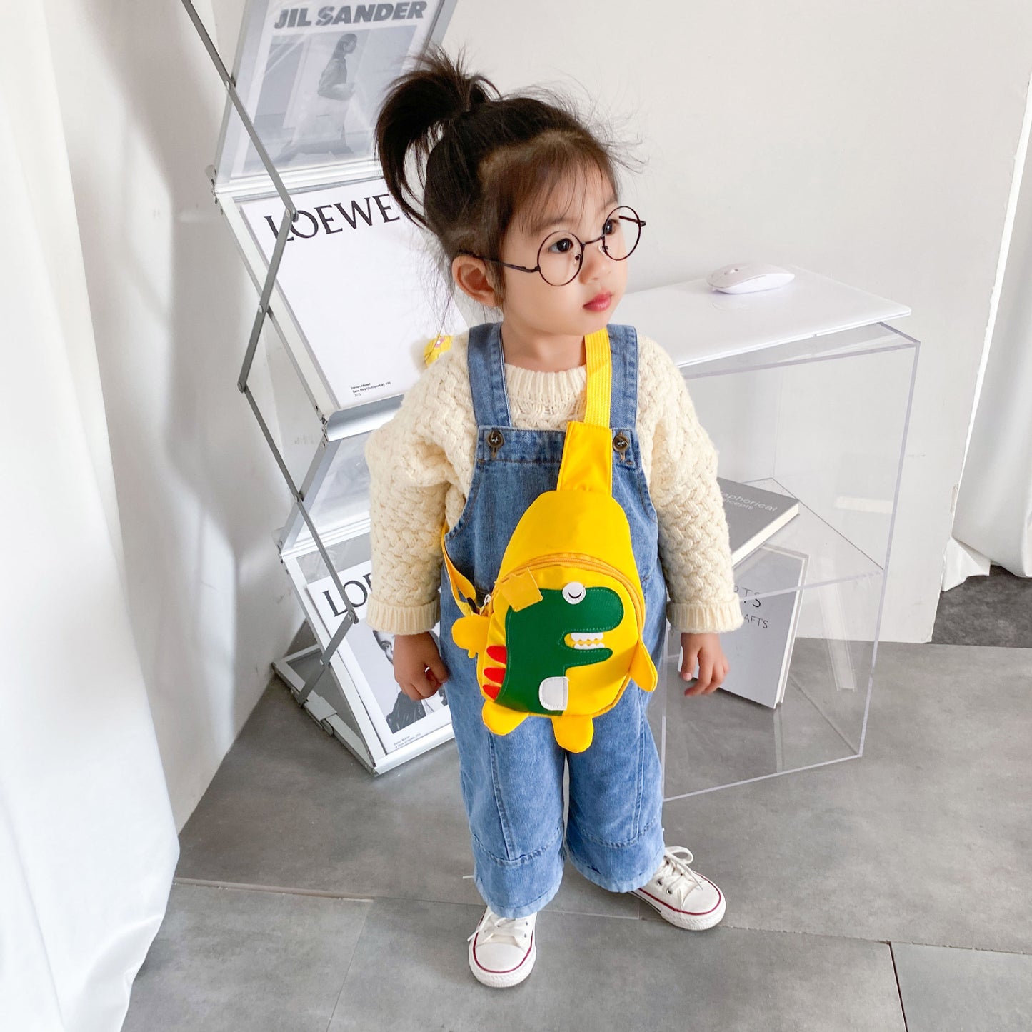 Sacs banane pour enfants en nylon à motif de dinosaures, petits carrés imprimables