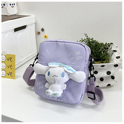 Women's Fashion Nylon Cute Rabbit Female Plaid Shoulder Bags