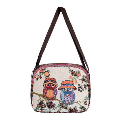 Cute Female Embroidered Elephant Owl Summer Crossbody Bags