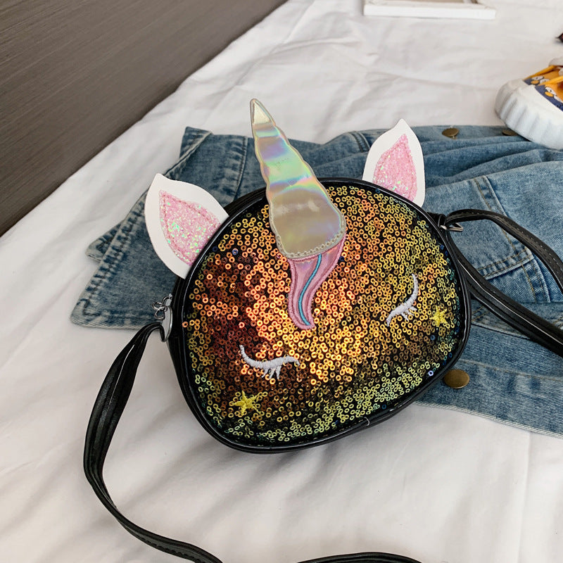 Children's Colorful Shiny Unicorn Cute Cartoon Stylish Children's Shoulder Bags