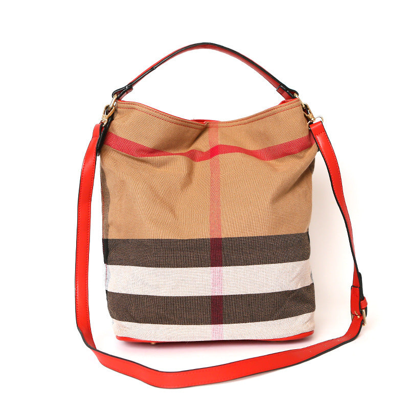 Women's Your Bucket From Canvas Plaid Portable Handbags