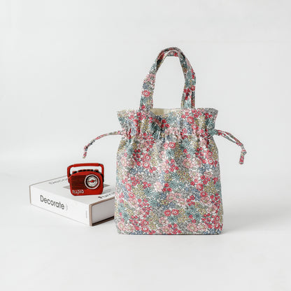 Floral Drawstring Printed Pocket Style Storage Shoulder Bags