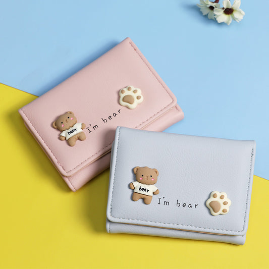 Women's Fashion Korean Style Cute Bear Simple Ladies Wallets