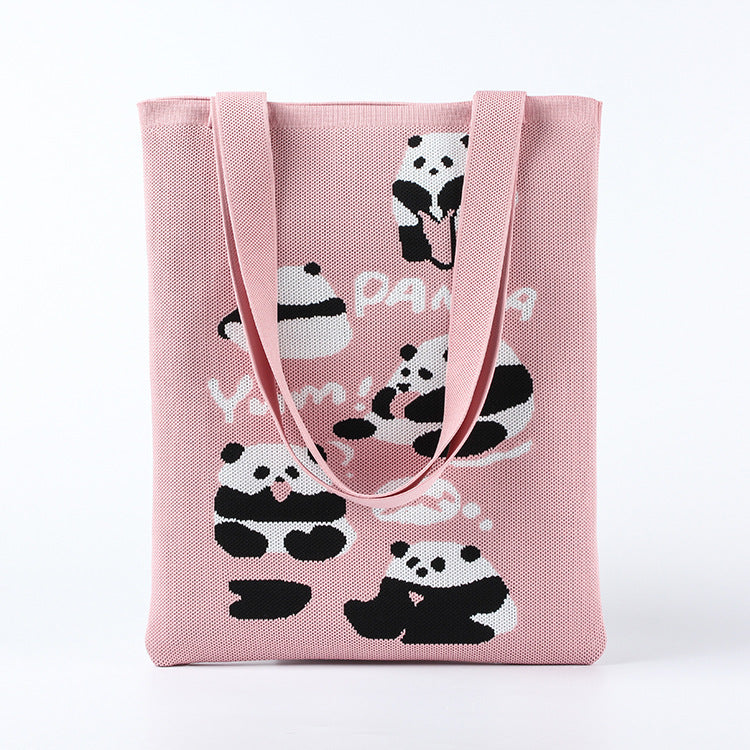 Sac fourre-tout en tricot tendance pour femme en forme de panda pour sacs à bandoulière