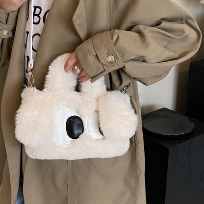 Sac fourre-tout en peluche mignon avec de grands yeux pour chiot