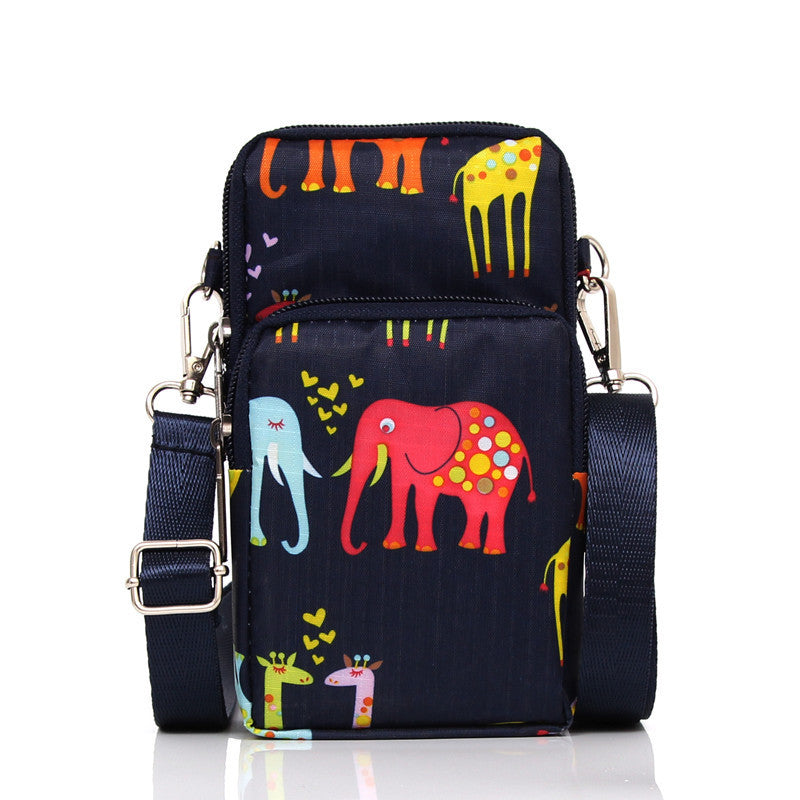 Korean Style Printed Nylon Mini Mobile Phone Bags