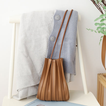 Pleated Korean Simple Mini Western Style Crossbody Bags