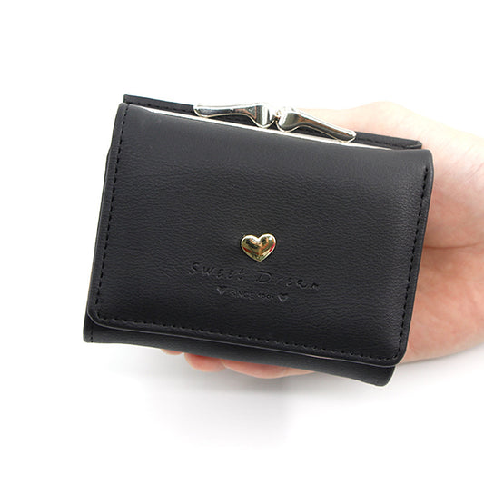 Women's Iron Clip Heart-shaped Hardware Clutch Solid Ladies Wallets