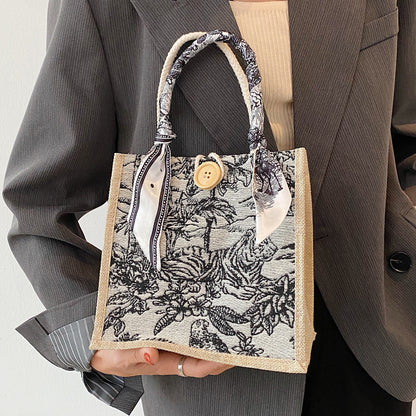 Women's Fashion Portable Lunch Canvas High-grade Hand Handbags