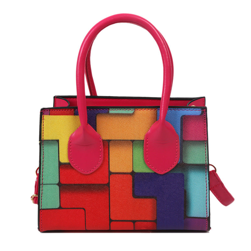 Color Contrast Patchwork Western Style Small Shoulder Bags