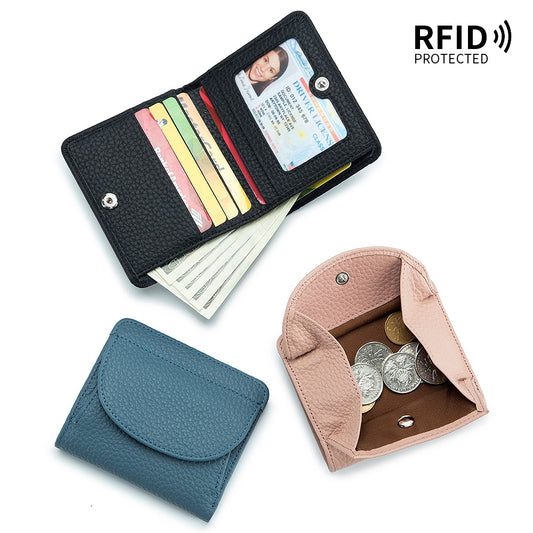 Women's Mini And Simple Style Folding Genuine Ladies Wallets