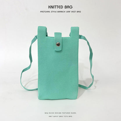 Classy Solid Color Niche Knitted Korean Phone Bags