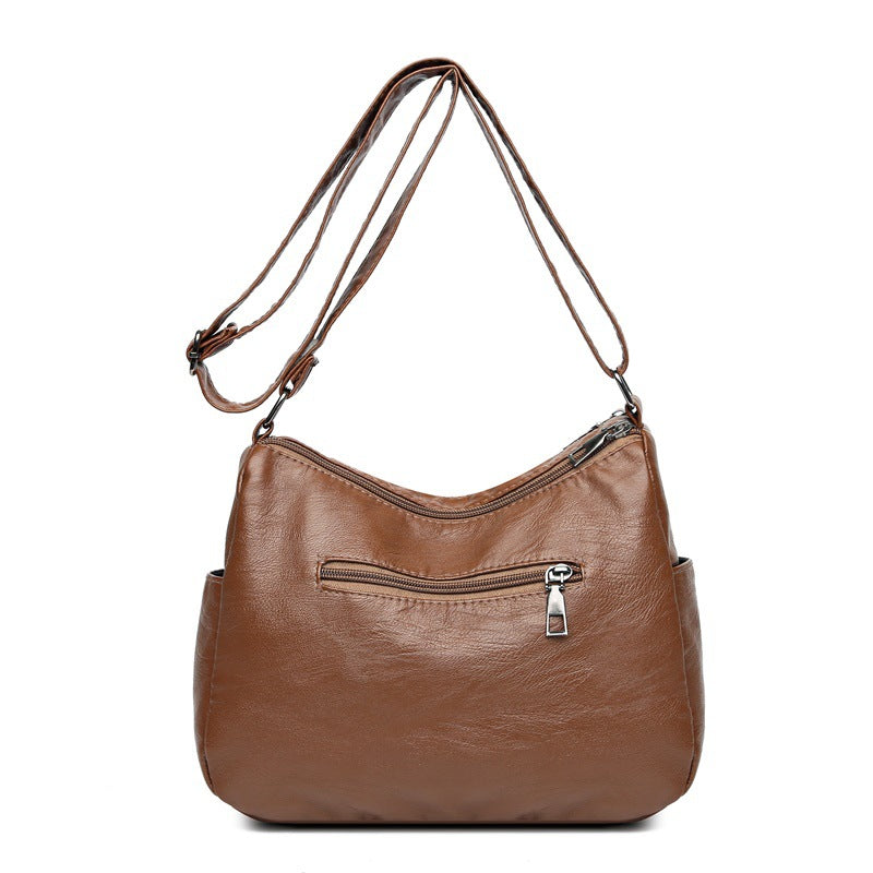 Women's Washed Soft Leather Textured Large Capacity Crossbody Bags