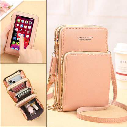 Women's Large Capacity Solid Color Fashion Simple Touch Phone Bags