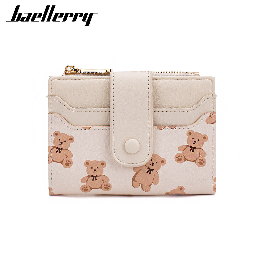 Women's Korean Style Little Bear Printed Zipper Ladies Wallets