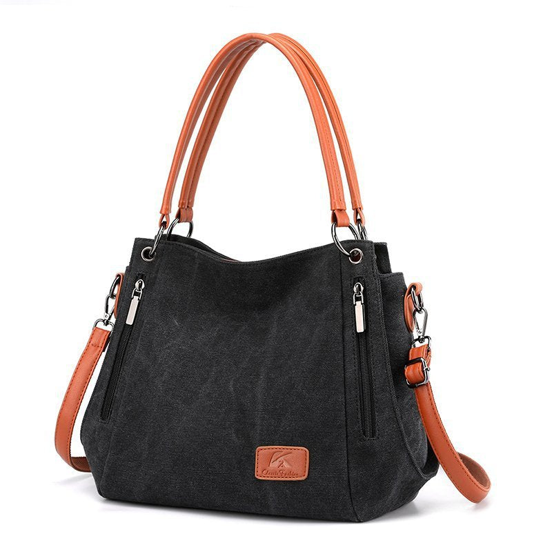 Women's Canvas Fashion Solid Color Large Capacity Crossbody Bags