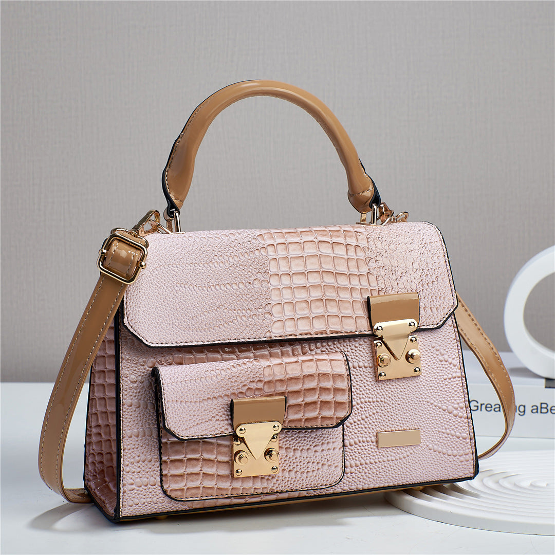 Women's Fashionable Korean Style Crocodile Pattern Simple Handbags