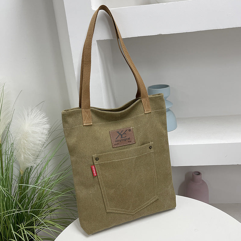 Textured Denim Canvas Female Class Commuting Handbags