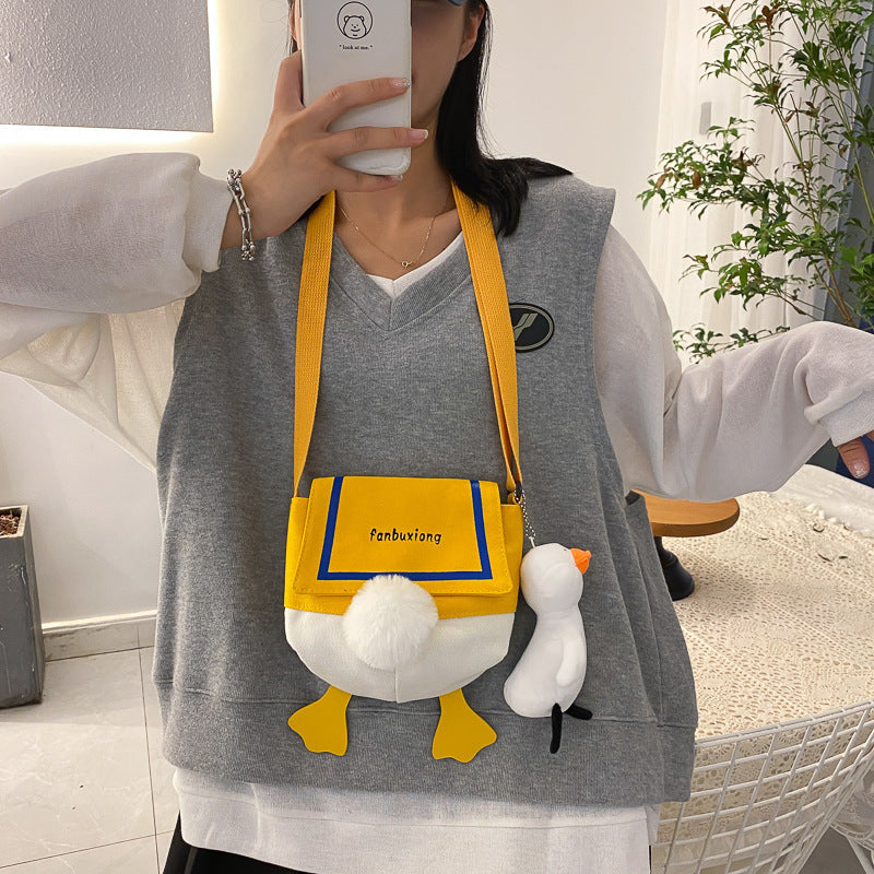 Canvas Trendy Cute Duck Contrast Color Crossbody Bags